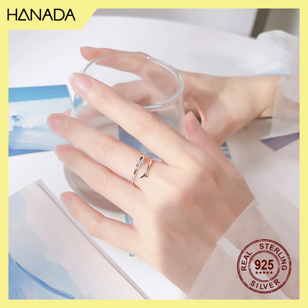 Nhẫn Bạc 925 Hanada Cá Heo Đơn Giản Không Đá Freesize Có Thể Điều Chỉnh 0639 O3
