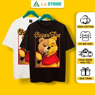 Áo Thun Unisex Cotton Gấu Uống Bia Form Rộng Tay Lỡ Nam Nữ Có Big Size | LẠ STORE