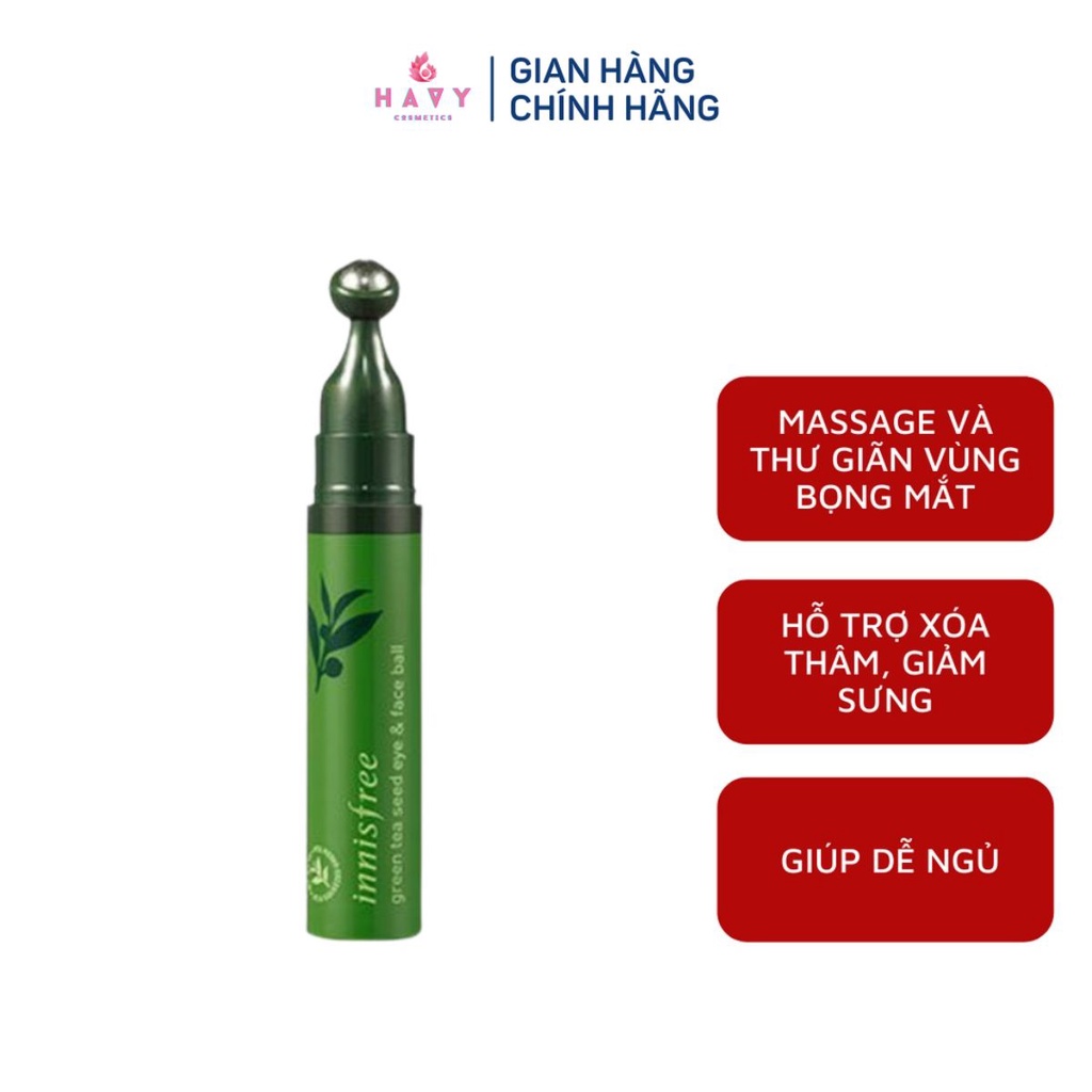 Thanh Lăn Mắt Tinh Chất Trà Xanh Innisfree Green Tea Seed Eye &amp; Face Ball