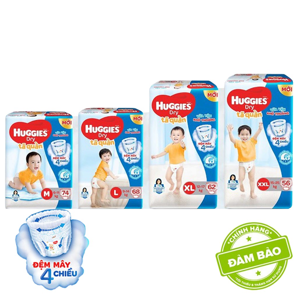 Tặng 8 miếng mỗi bịt HUGGIES TÃ QUẦN VÀ DÁN M74 /L68/XL62/XXL56(MẪU MỚI)