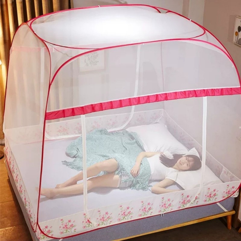 Mùng Chụp Màn Chụp Tự Bung Đỉnh Rộng Đỉnh Vuông Khung Xếp Cao Cấp Người Lớn Mùng Ngủ Kích Thước 1m6x2m 1m8x2m 2mx2m2