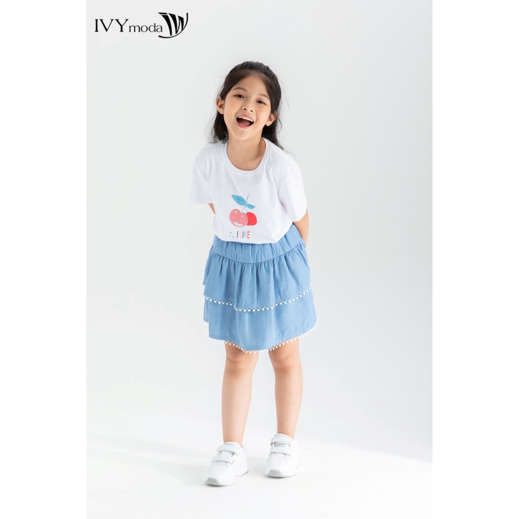 Áo thun quả cherry bé gái IVY moda MS 57G1343