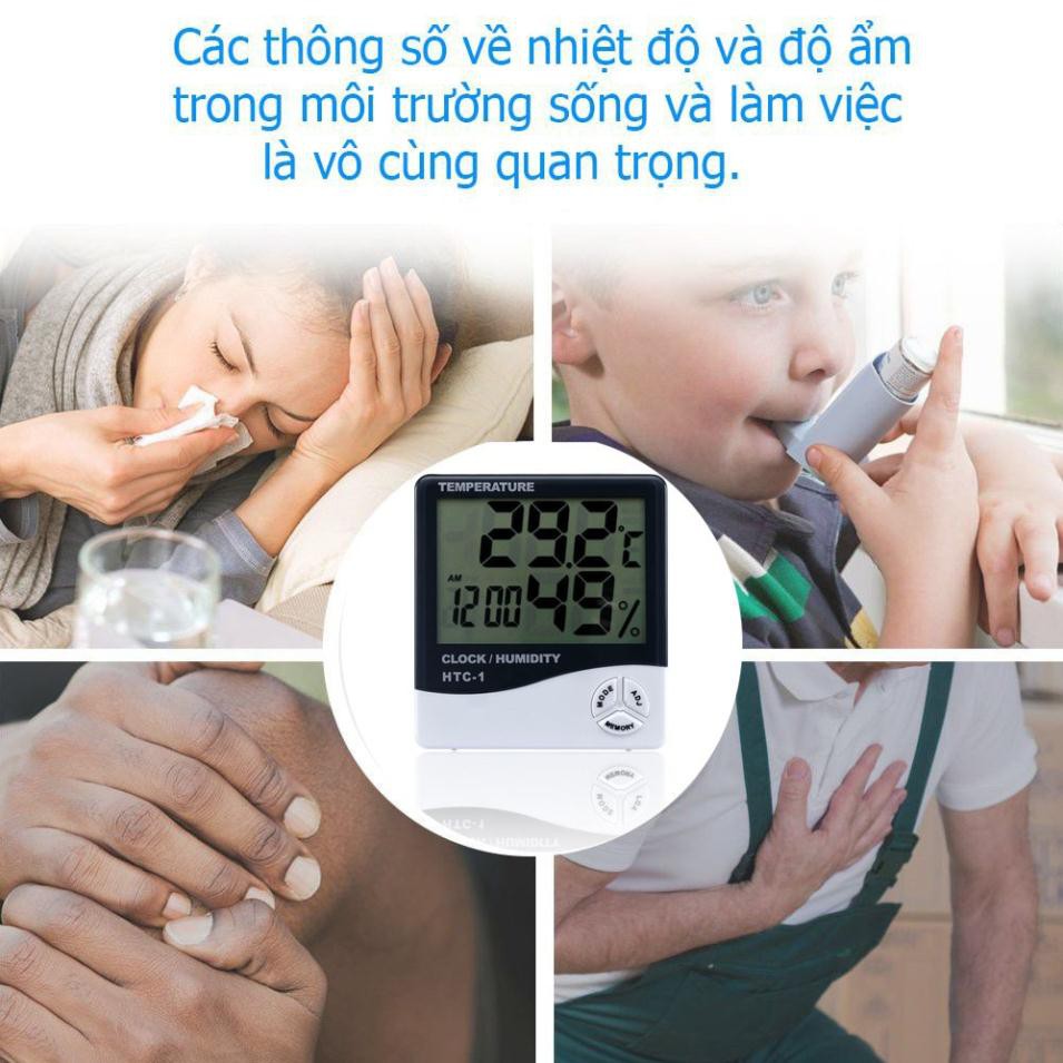 Đồng hồ đo nhiệt độ, độ ẩm, thời gian thực HTC1 trong gia đình