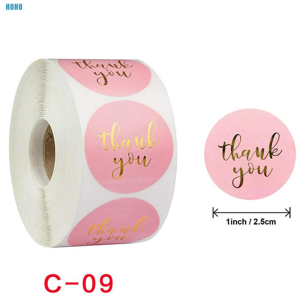 Bộ 500 NhãnDán In Chữ Thank You Màu Hồng Đáng Yêu