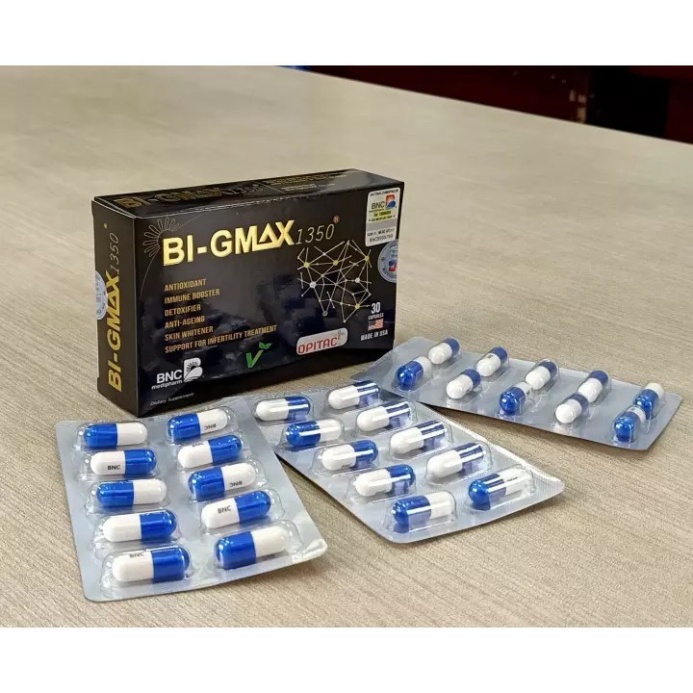 Viên uống Bi Gmax 1350 giúp ăng cường chức năng gan, chống lão hóa hộp 30 viên