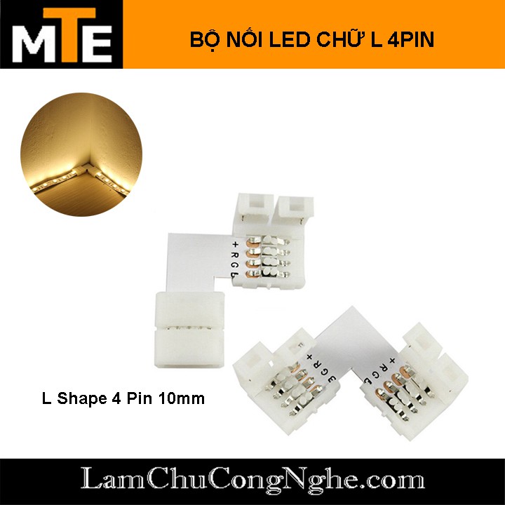 Bộ nối Led CHỮ L loại 10mm 2PIN, 3PIN, 4PIN – Sử dụng cho dây led