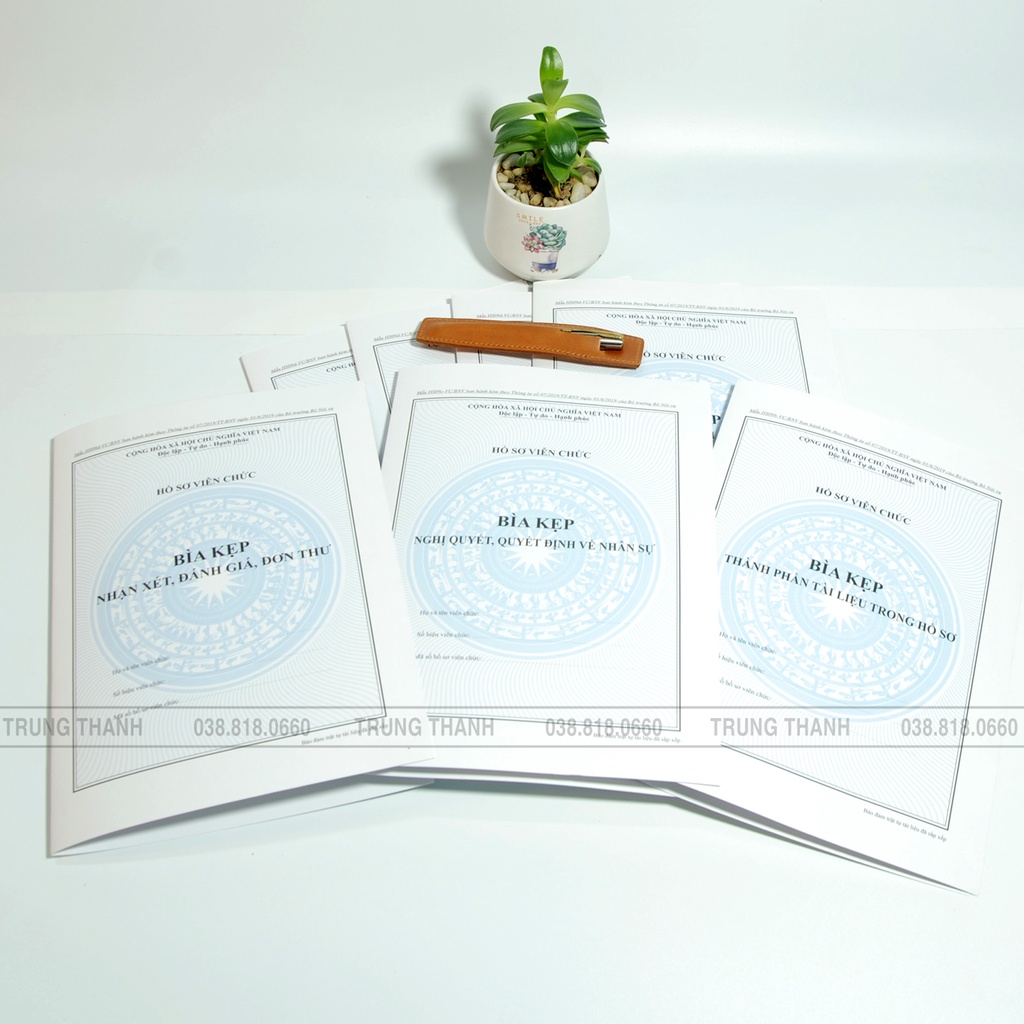 Combo 5 Bộ bìa kẹp hồ sơ viên chức Theo Thông tư số 07/2019/TT-BNV ngày 01/6/2019 của Bộ trưởng Bộ Nội vụ