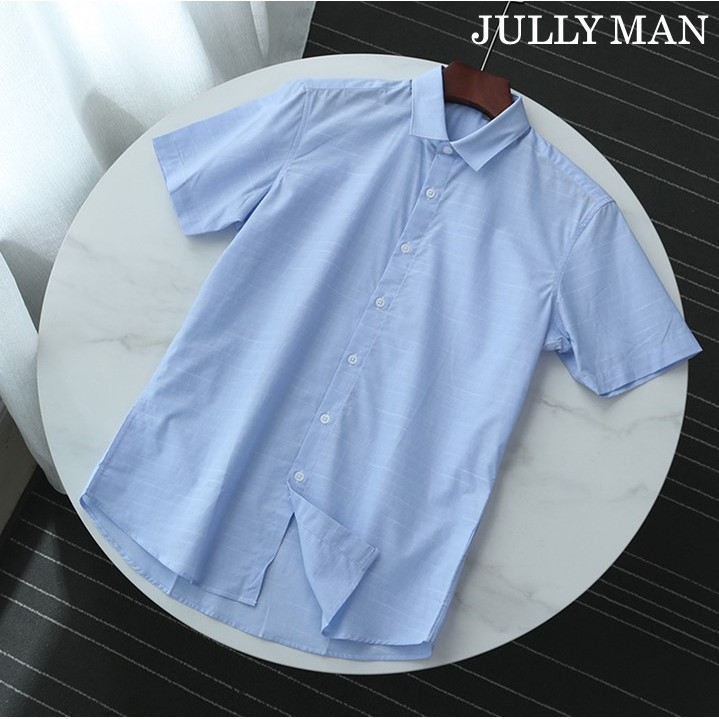 Sơ mi cao cấp tay ngắn vân kẻ Xanh