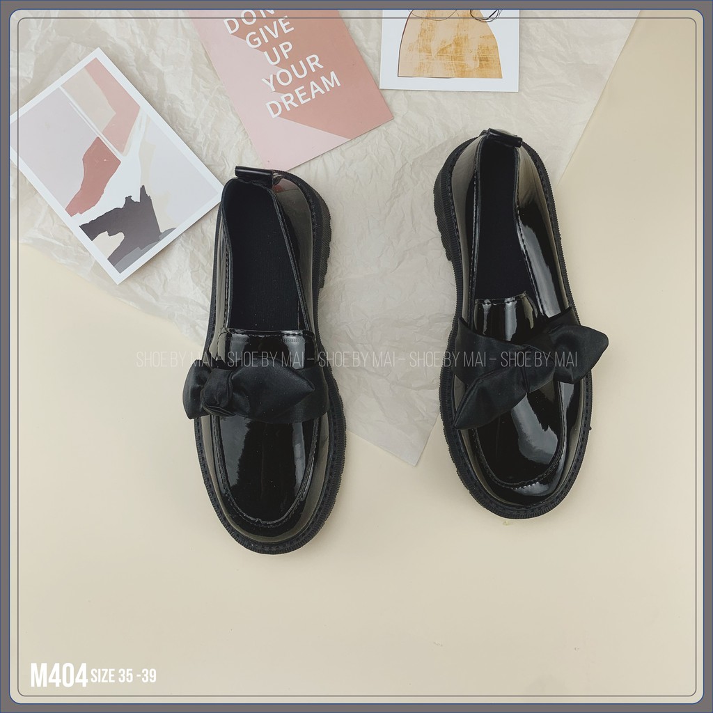 Giày moca nữ gắn nơ xinh M404 SHOEBYMAI