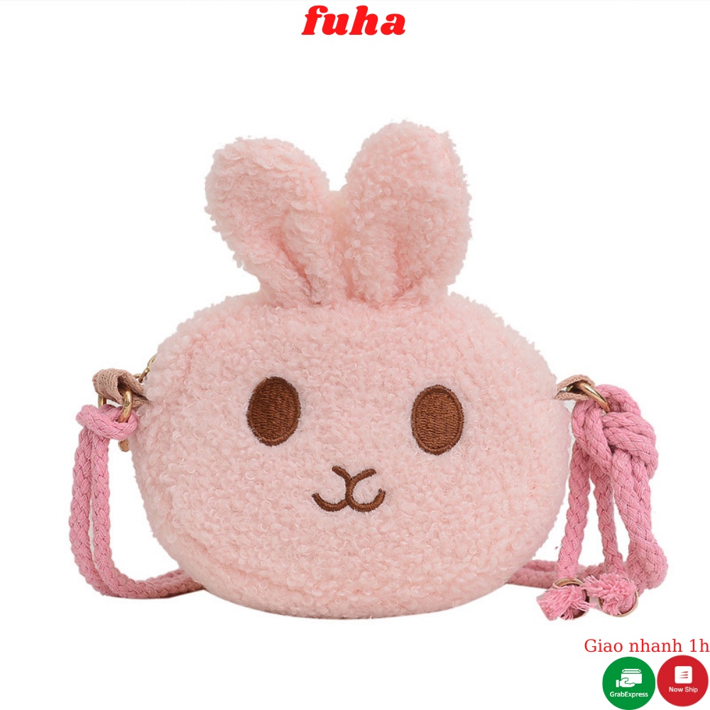 Túi đeo chéo cho bé FUHA, túi hình thỏ bông mini thời trang cho bé gái xinh xắn