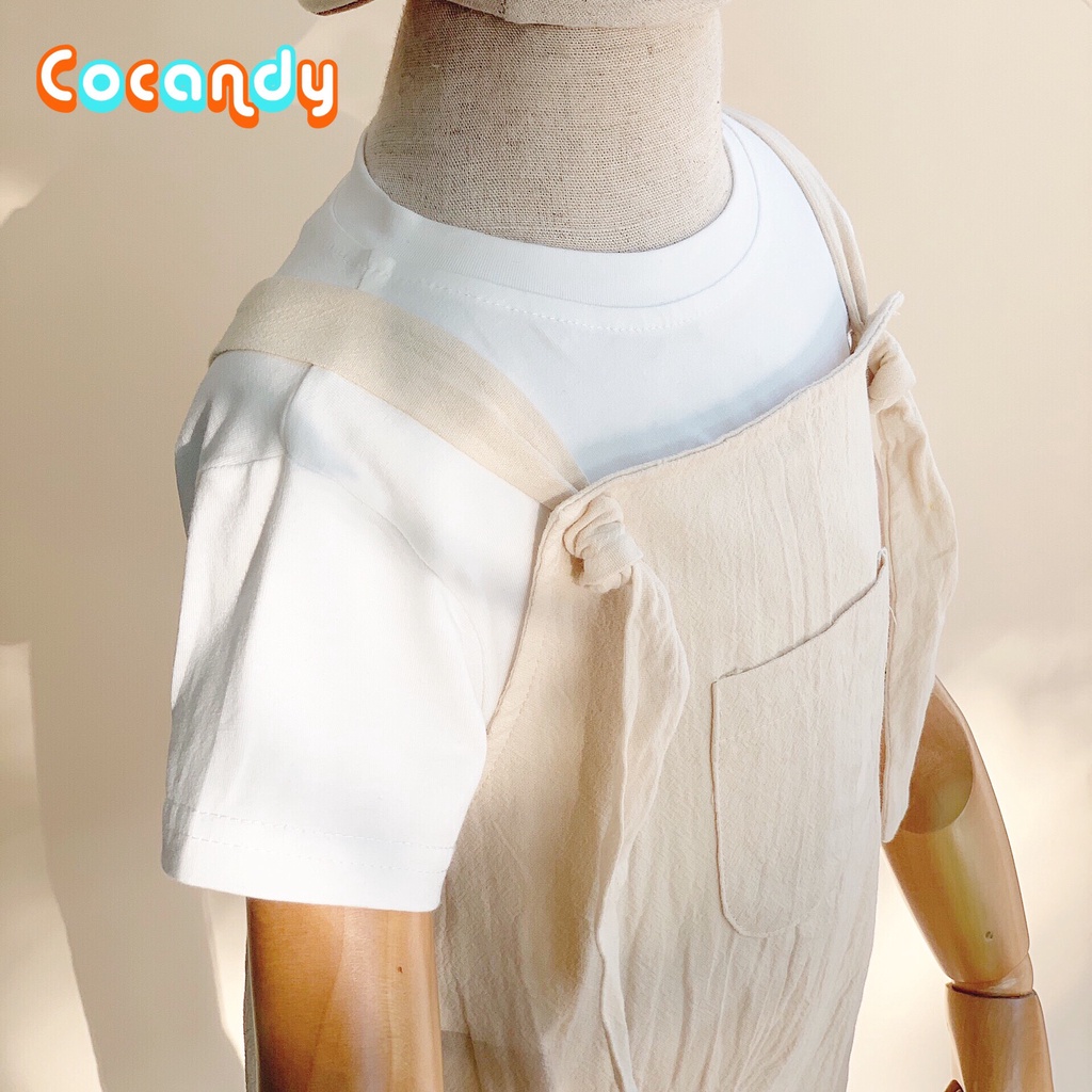 [Cocandy Official Store] Quần yếm màu be, áo thun trắng cho bé từ 5-23kg