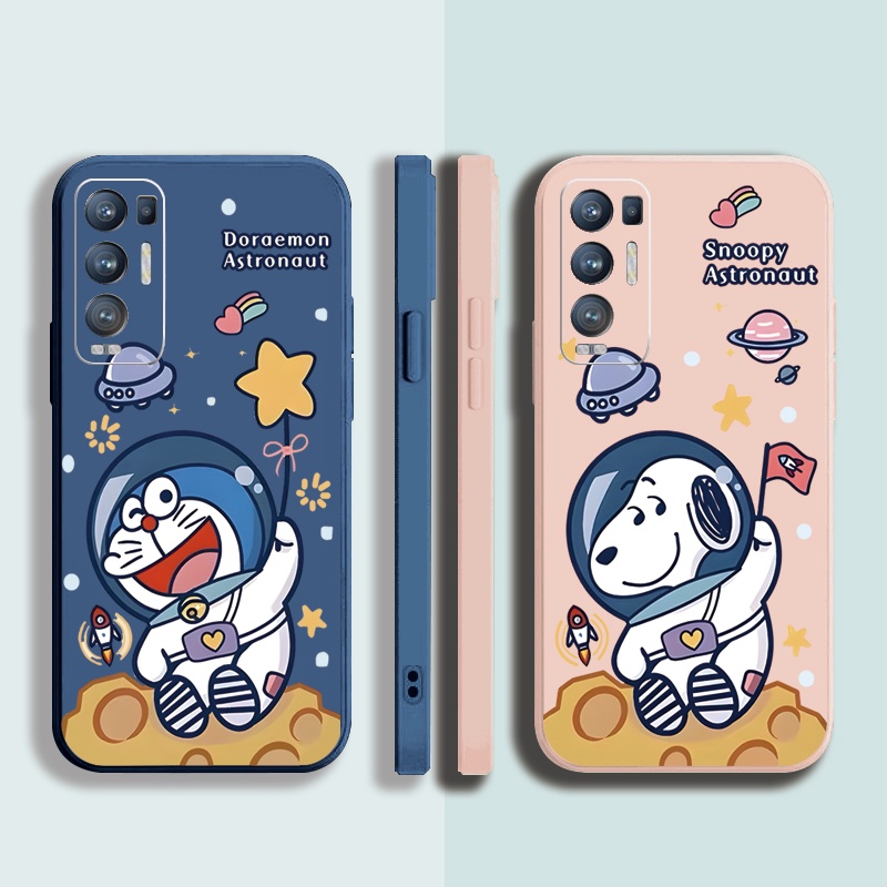 Ốp Điện Thoại Cạnh Vuông In Hình Doraemon/Phi Hành Gia Cho OPPO Reno6 Z 5G Reno 5 Pro 4 3 Reno2 Z F A95 5G A76 A96 4G