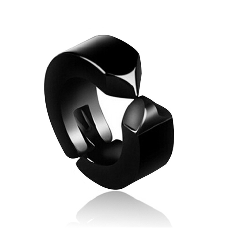 1 mảnh Thời trang Earwear Kẹp tai Bông tai Đeo tai Đàn ông Phụ nữ Vòng tai màu đen Punk Không gây dị ứng Không có lỗ thủng Thép không gỉ