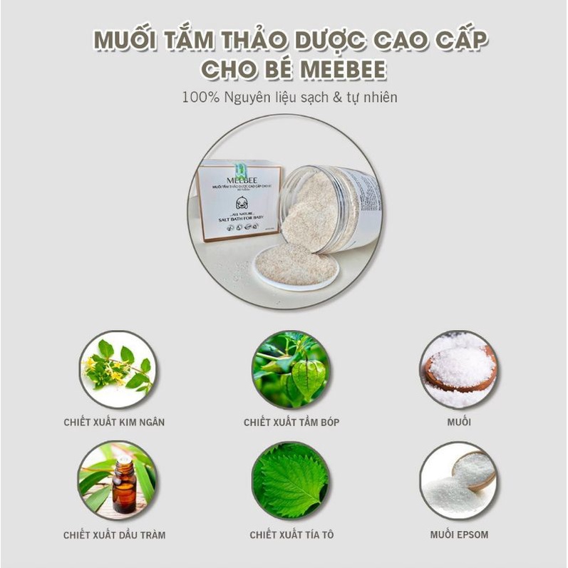 Muối tắm bé thảo dược cao cấp Meebee 100% từ thảo dược SẠCH, TỰ NHIÊN