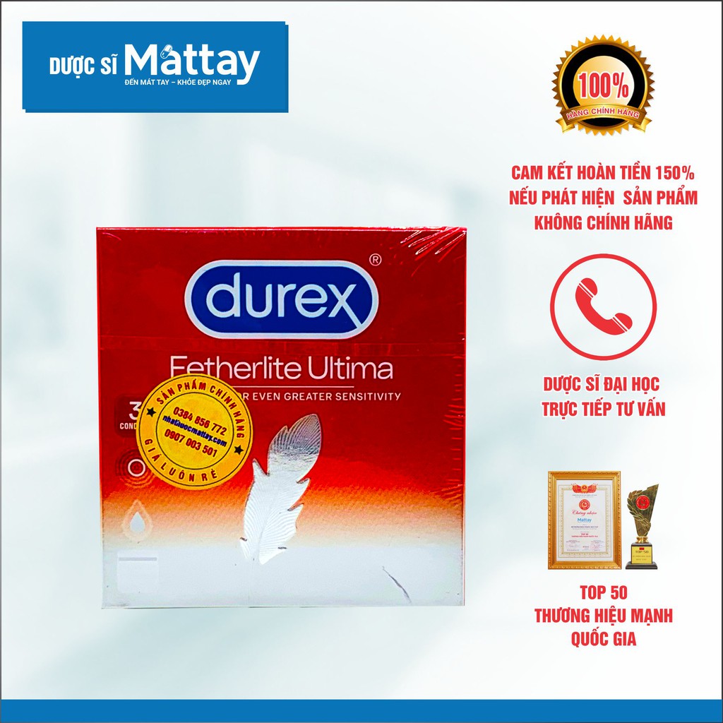 Hộp 3 Cái Bao Cao Su Durex Fetherlite Ultra Thin Feel Condoms [ Giá tốt ]