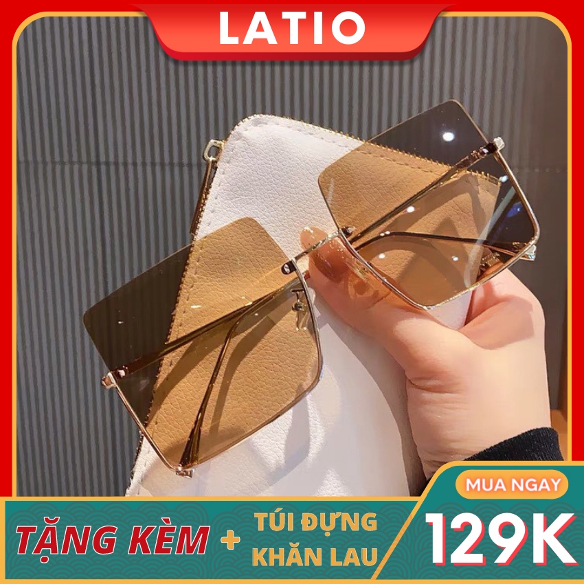 Kính mát nữ thời trang LATIO cao cấp mẫu thiết kế gọng vuông không viền sang chảnh