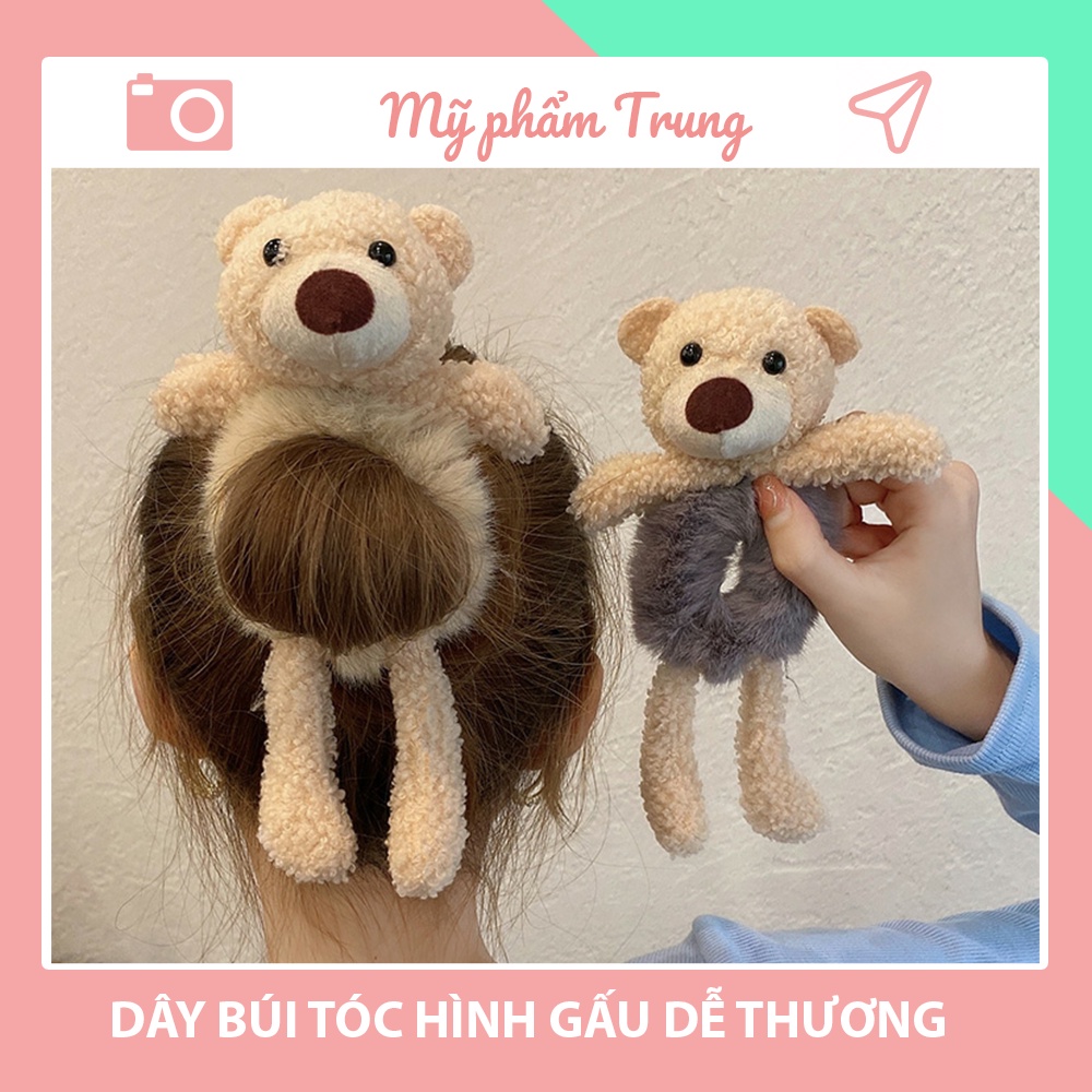 Dây Cột Tóc Hình Gấu Hoạt Hình Ba Chiều Thời Trang Thu Đông Xinh Xắn
