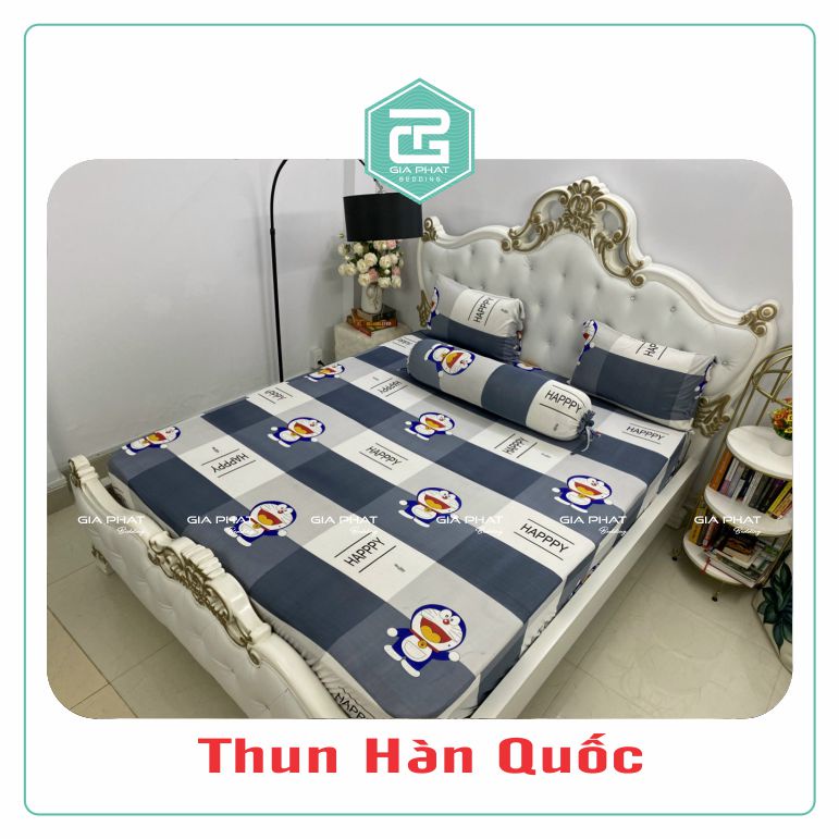 Bộ Ga Gối Thun Lạnh Hàn Quốc  họa tiết Doremon