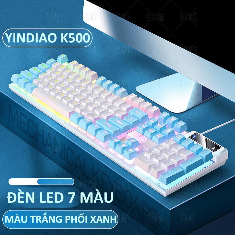 Bàn phím cơ gaming blue swtich YINDIAO ZK3 mini size 87 phím với đèn led RGB nhiều màu sắc rực rỡ