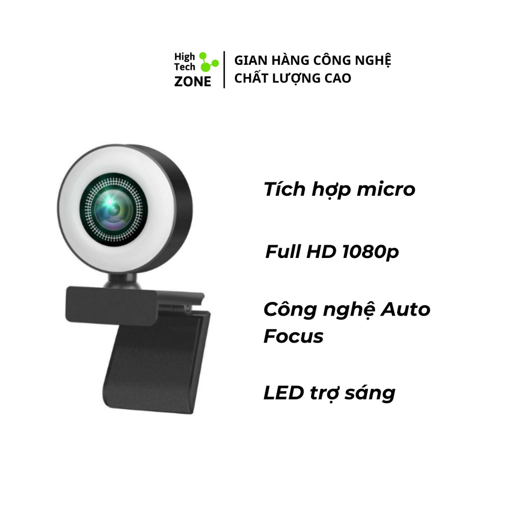 Webcam Full HD 1080p 2K Tích Hợp Đèn Led Trợ Sáng Livestream Có Mic HTZ002