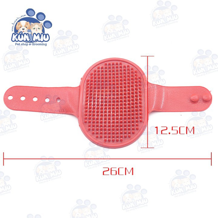 Bàn chải tắm và massage cho chó mèo Kún Miu chất liệu cao su, màu sắc bắt mắt