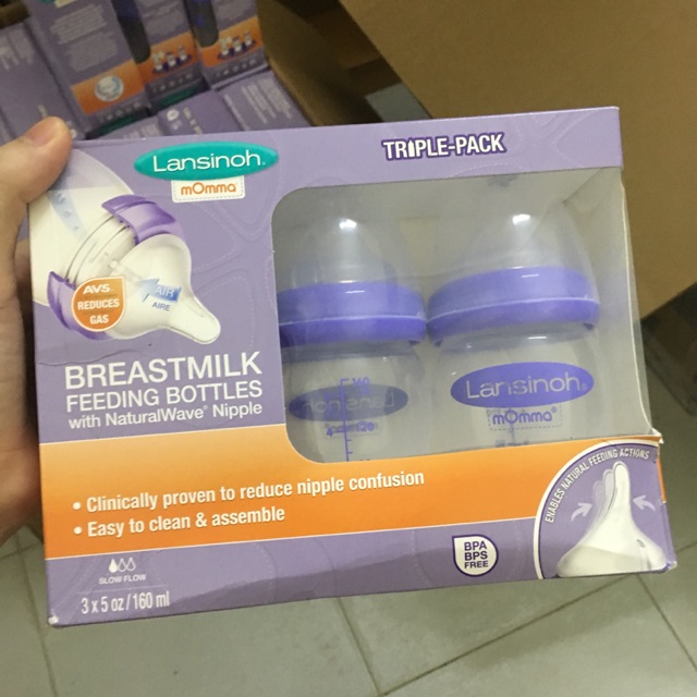 Set 3 bình sữa Lansinoh 160ml