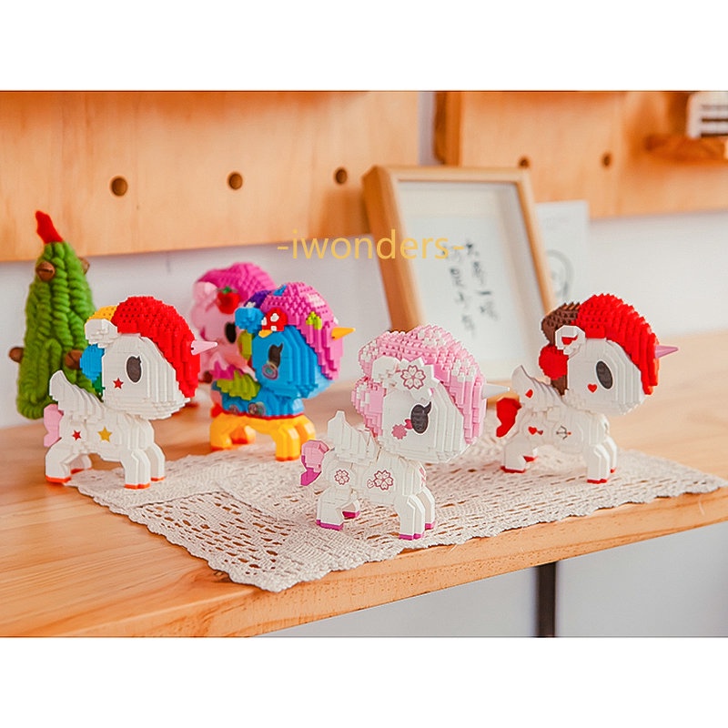 Nano Khối Tokidoki Unicorno Kỳ Lân Dễ Thương Valentino Hanako Stellina Rudy Kinoko Gạch Micro Bé Gái Tự Làm Đồ Chơi Quà Tặng Kids education toys