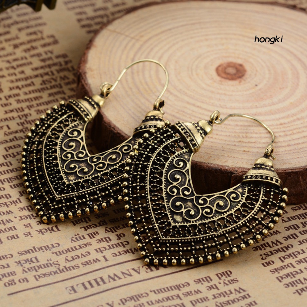 Hoa Tai Dáng Dài Mặt Hình Trái Tim Phong Cách Vintage