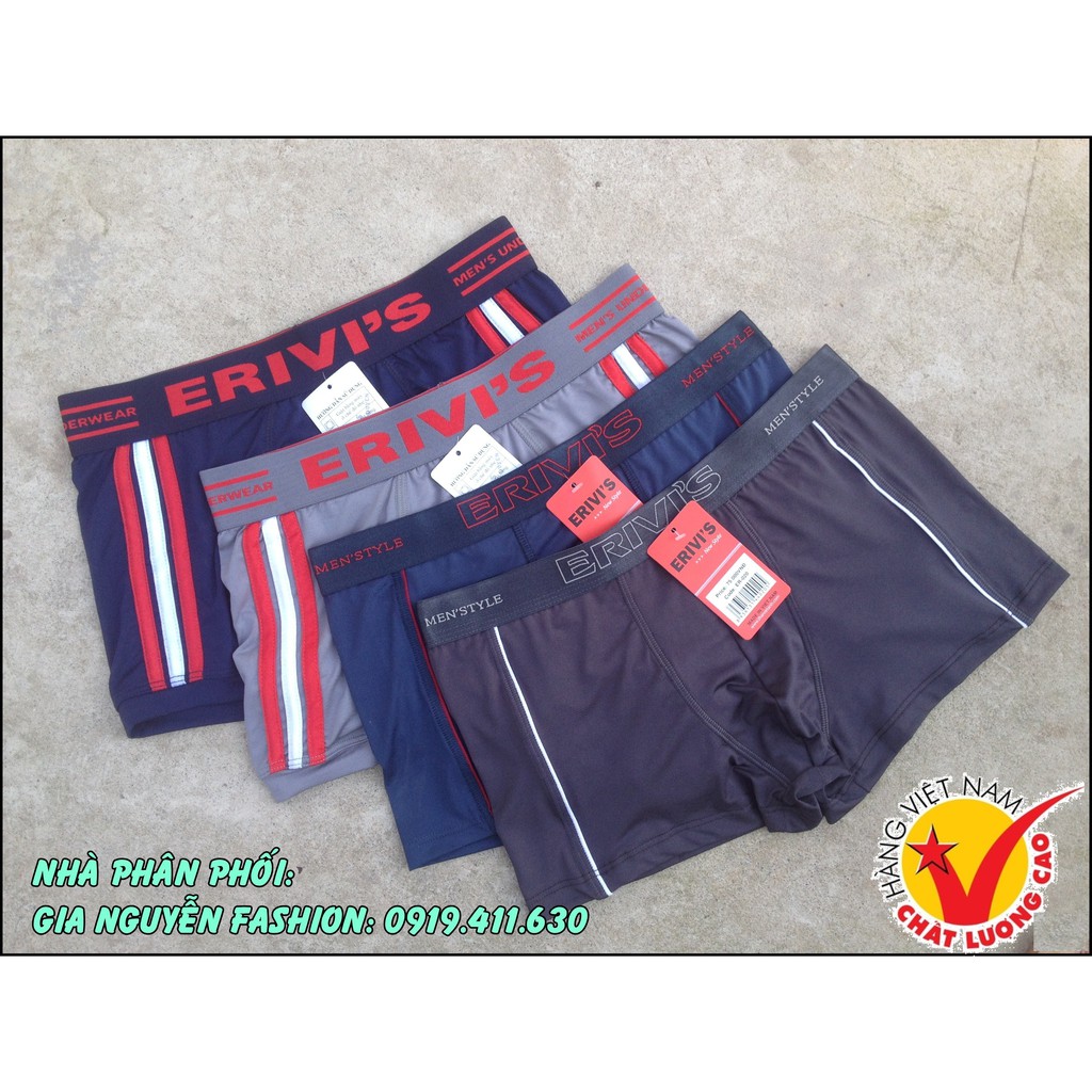Combo kết hợp 2 mẫu: 4 quần lót đùi, thương hiệu Erivis, hàng cao cấp