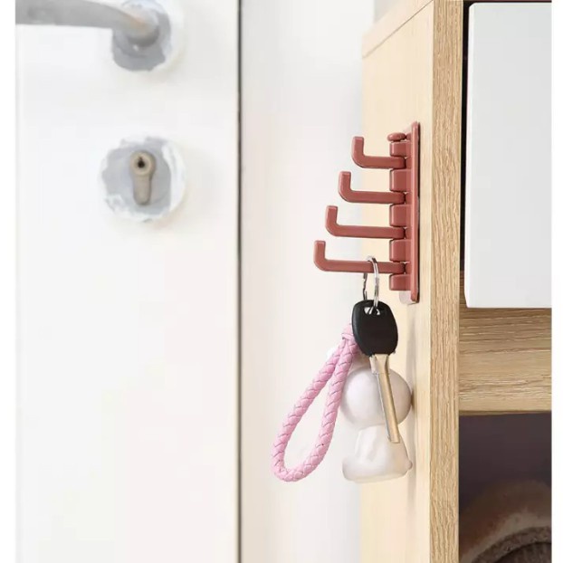 Móc Treo Đồ Dán Tường 4 Nhánh Xoay 180 Độ Hình Cây Thông (Giao Màu Ngẫu Nhiên)