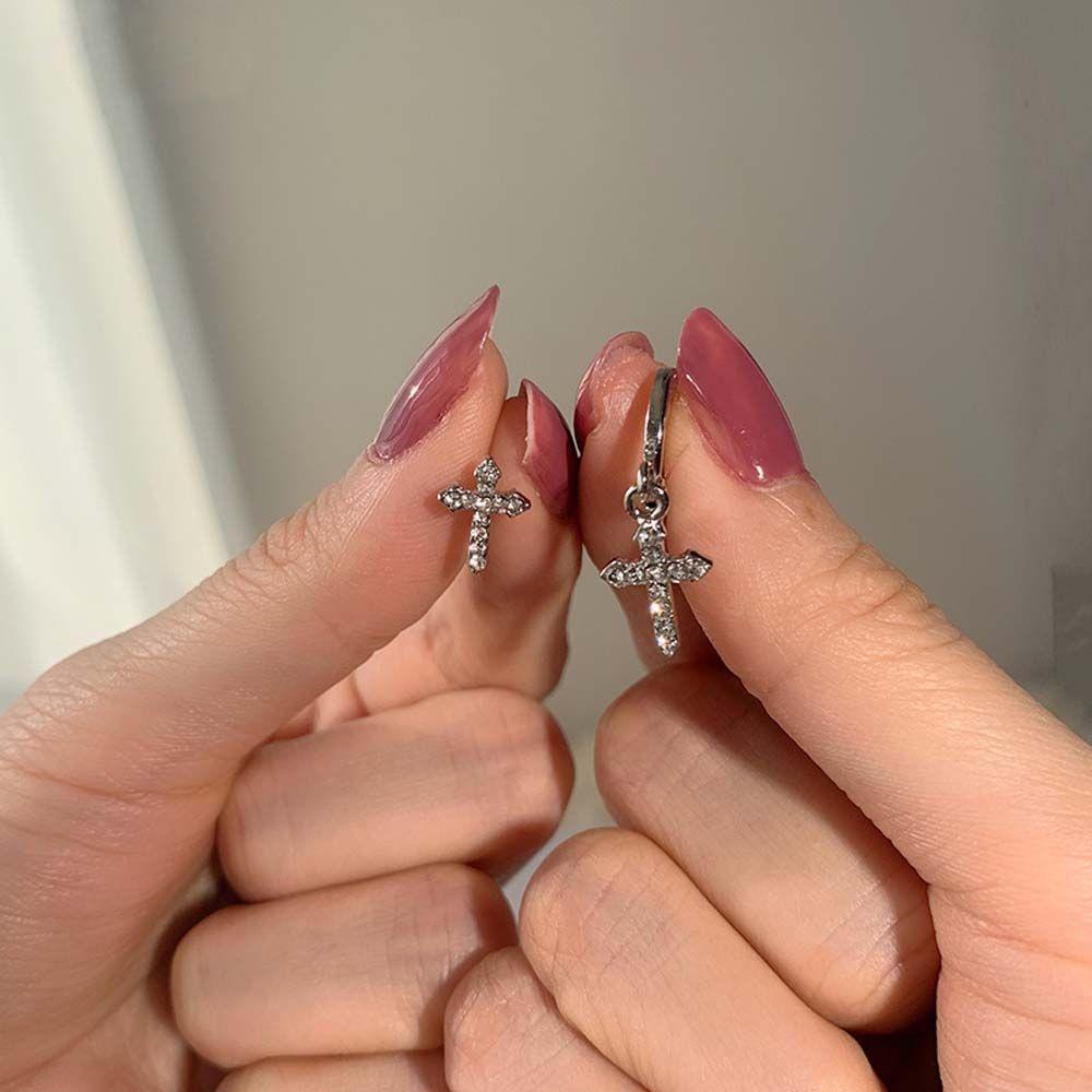 Đôi Bông Tai Hình Thánh Giá Thời Trang Cho Nữ|Khuyên Tai Tròn Hàn Quốc Cho Nữ