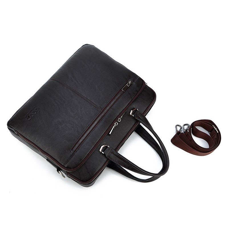 Túi xách cặp da đựng laptop công sở hiệu JEEP 38x29x5cm (Đen-Nâu Đen)