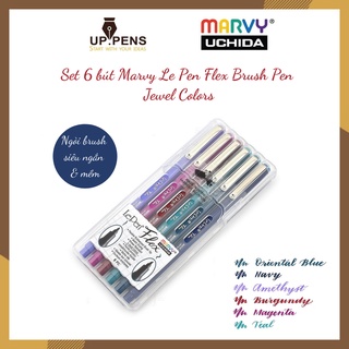 Bộ 6 bút lông đầu cọ viết calligraphy Marvy Le Pen Flex Brush Pen - Jewel
