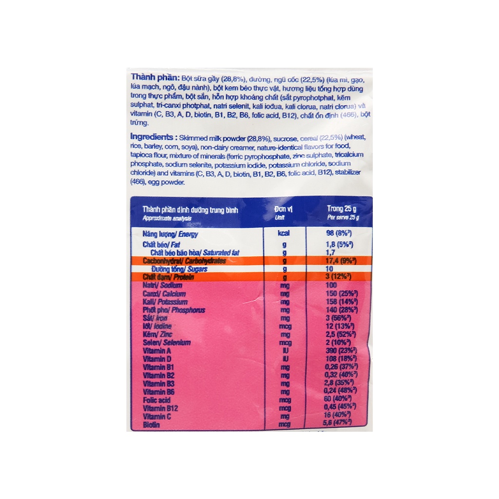 Bột ngũ cốc dinh dưỡng cô gái Hà Lan, sữa ngũ cốc dutch lady, sữa cô gái hà lan gói 25g