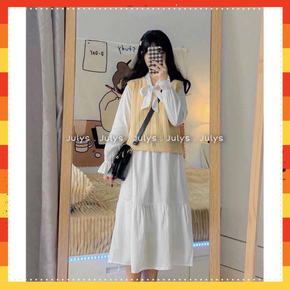 Váy Nữ🦋Đầm Babydoll Nơ Ngực🦋Tay phồng-Dáng Suông-chất liệu nhẹ thoải mái-lên dáng cực xinh,cực kute Mã VT01  ྇