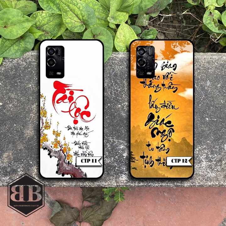 ỐP LƯNG KÍNH CƯỜNG LỰC OPPO A55 chữ thư pháp