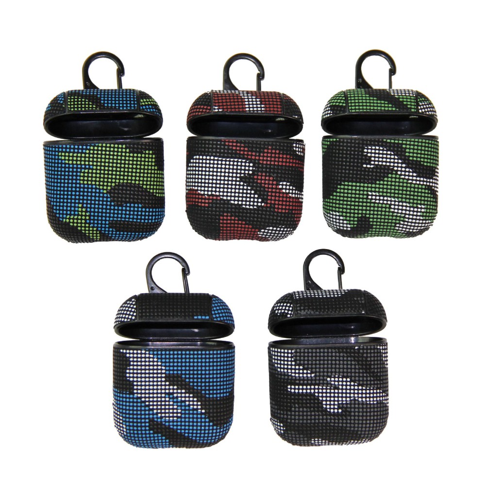 Camouflage Faux Leather Dustproof Anti-slip Protector Case Cover for Airpods 1/2