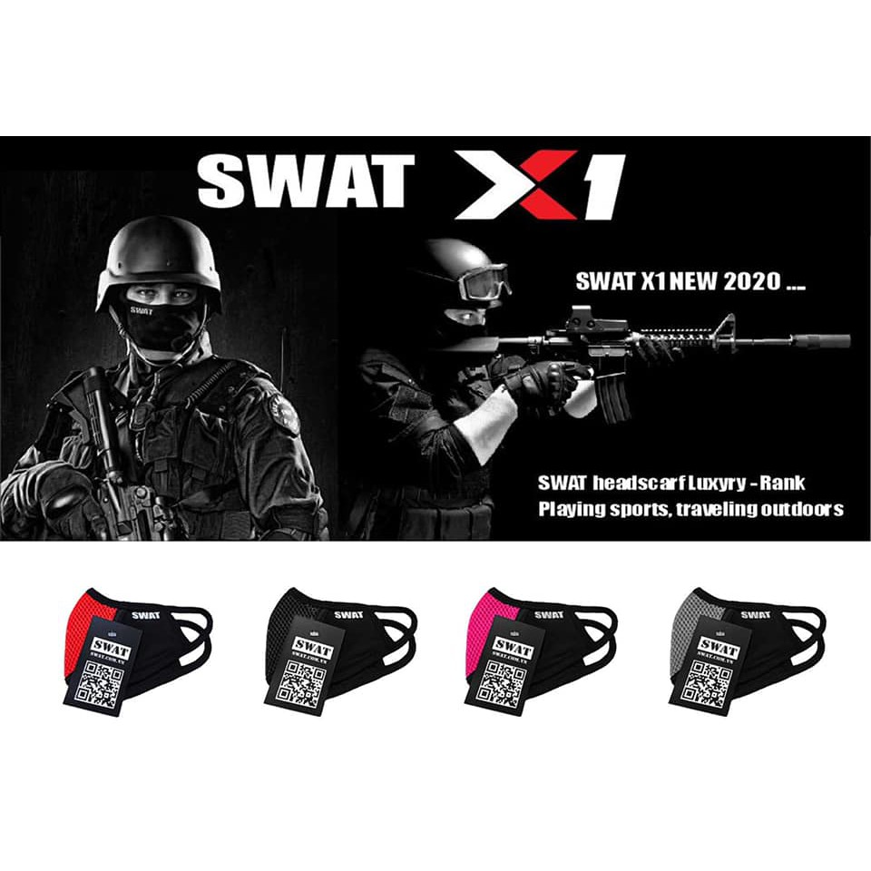 Khăn phượt SWAT X1 đen xám phối lưới