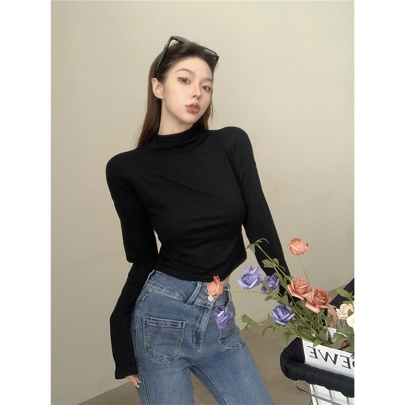 Áo Len Tay Dài Cổ Lọ Thời Trang Phong Cách Hàn Quốc Cho Nữ