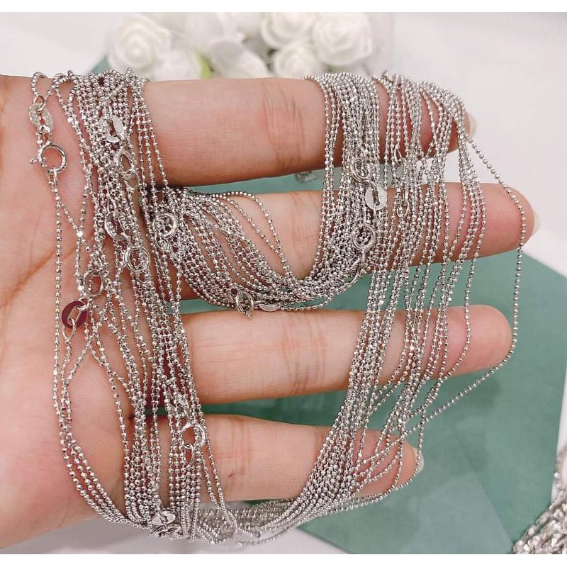 Dây chuyền bi bạc xi kim- dây bi xi kim