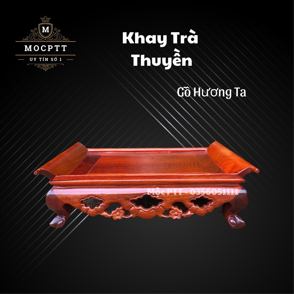 Khay Trà Gỗ Hương mẫu Hoa Mai mặt Đá trang trí phòng khách , phòng làm việc , đồ đung ấm chén cốc