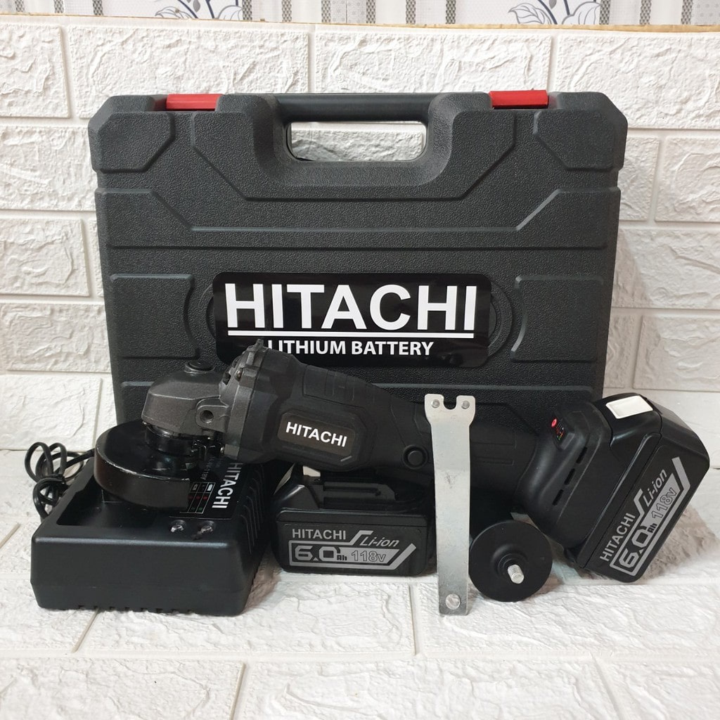 Máy mài pin Hitachi 199V không chổi than - 2 pin - Tặng lưỡi cưa xích, đá mài, đá cắt
