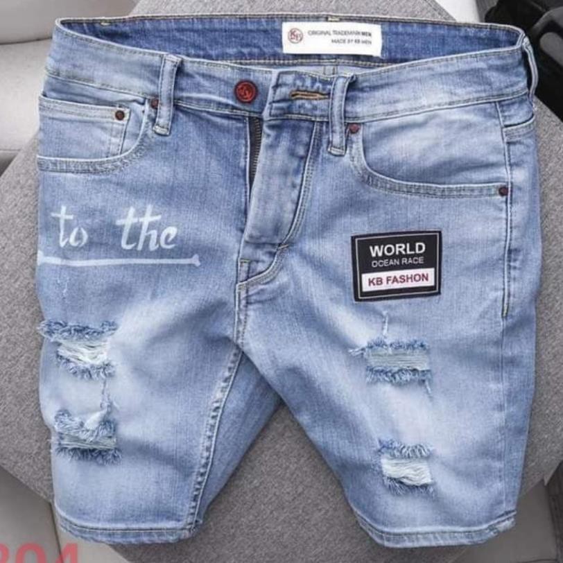 Quần Short Nam AD204JM Short Jean Nam Chất Bò VNXK Co Dãn Cao Cấp Thêu Rách Xước Cao Cấp SHV Giá Gốc Tận Xưởng (44-70KG)