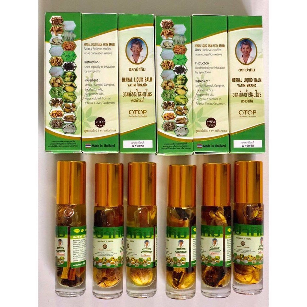 Dầu lăn 22 vị thảo dược Otop Herbal Liquid Balm Yatim Brand Thái lan