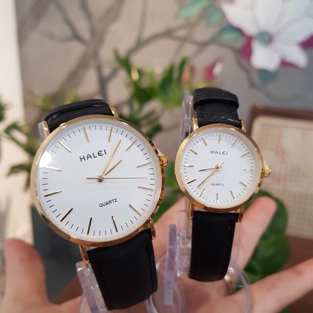 Đồng Hồ Đôi Nam Nữ HALEI Dây Da Tình Yêu Vĩnh Cửu