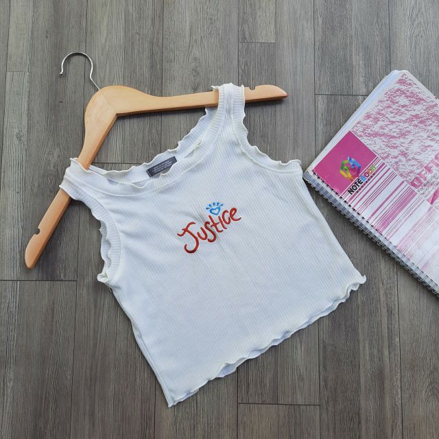 [Mã WASTUP giảm 10% tối đa 30K đơn 99K] [SIÊU Giảm GIÁ Áo Croptop thêu Justice Thun gân | BigBuy360 - bigbuy360.vn