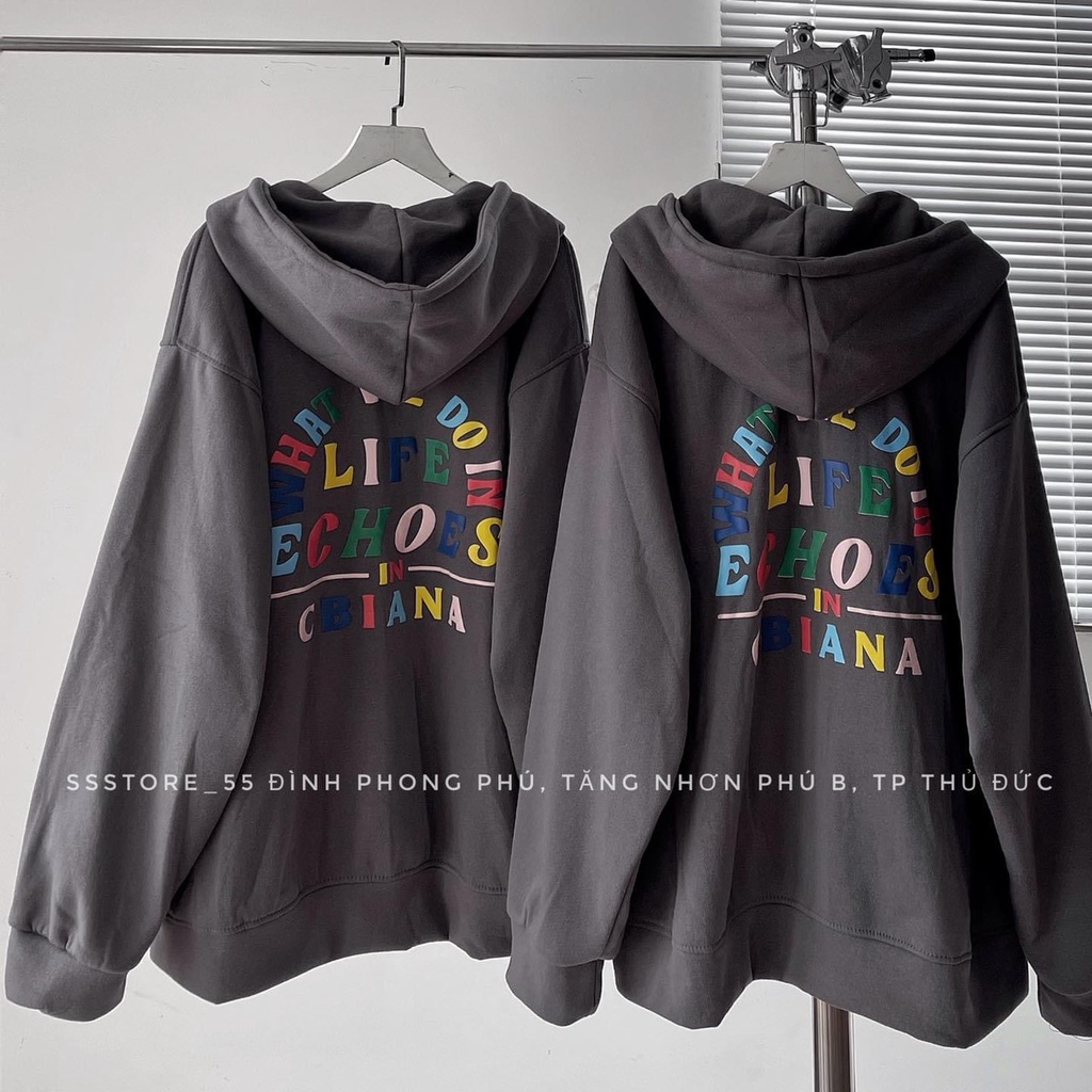 [ sẵn ] Áo Khoác Hoodie Forrm Rộng Xám  CBIANA Ulzzang [ nam nữ mặc được ]