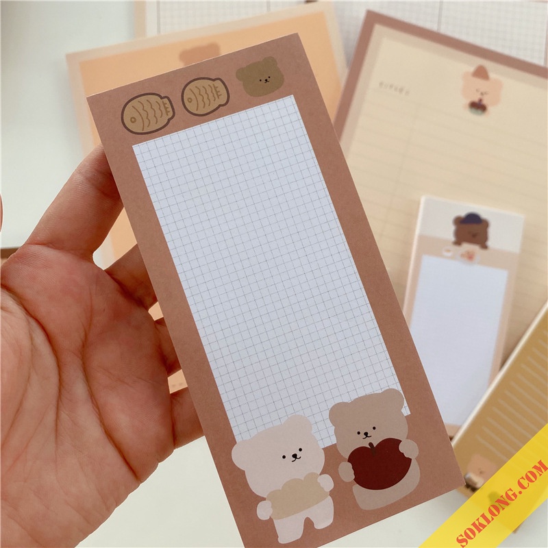 Giấy ghi chú note cute Gấu Hàn quốc NO23 tập  50 giấy ghi chú dễ thương dày dặn SOKLONG