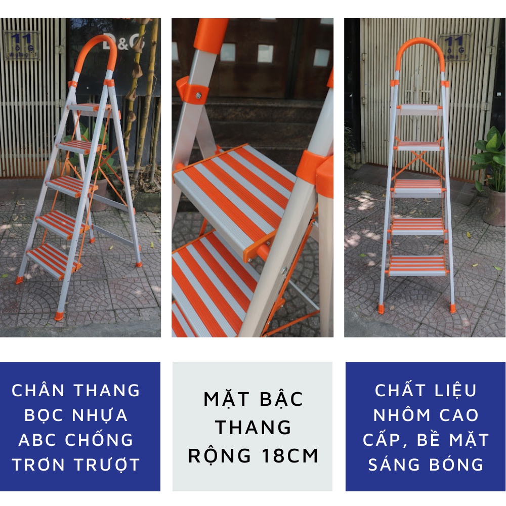 Thang nhôm chữ a 3 4 5 bậc thang ghế tay vịn xếp gọn đa năng NIKAWA bảo hành chính hãng 18 tháng MAXBUY NKA