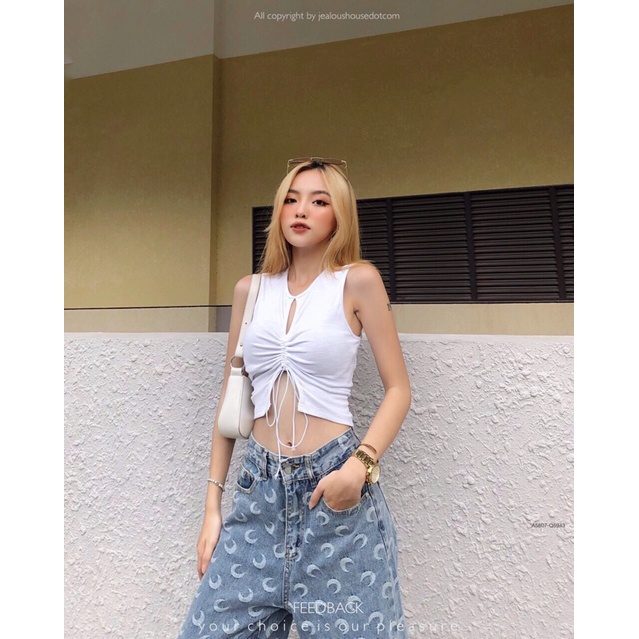 Áo tanktop, áo niche cropped có dây rút ở ngực Jealous product 5807
